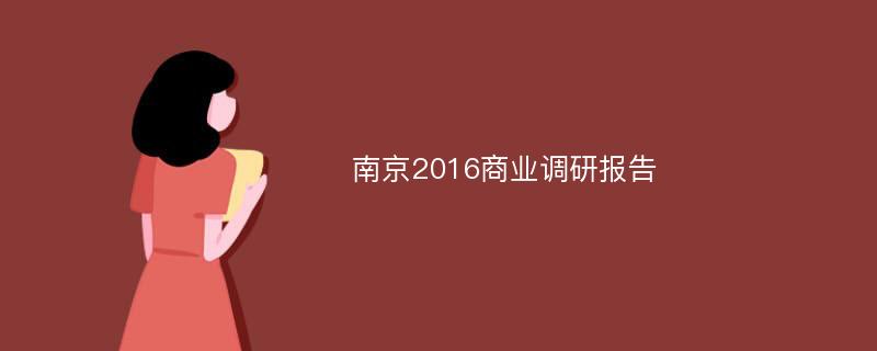 南京2016商业调研报告